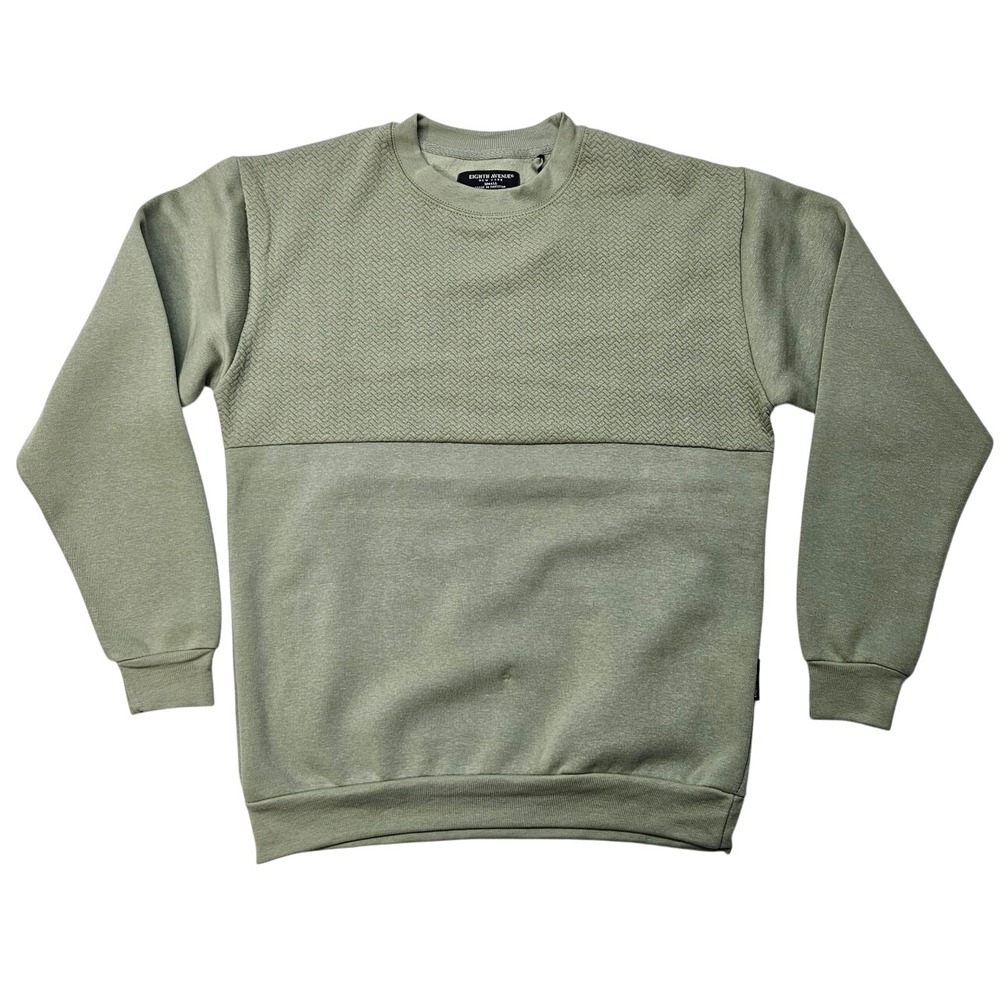 Eighth Avenue New York Men Small Sage Green Textured Crewneck Sweatshirt - Picture 2 of 10
